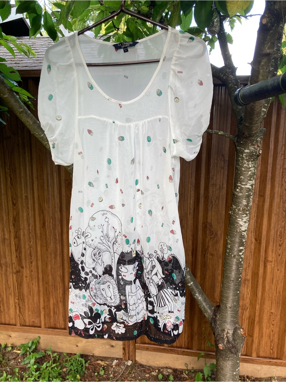La Compagnie des Petits White Printed Short Puff Sleeve Dress